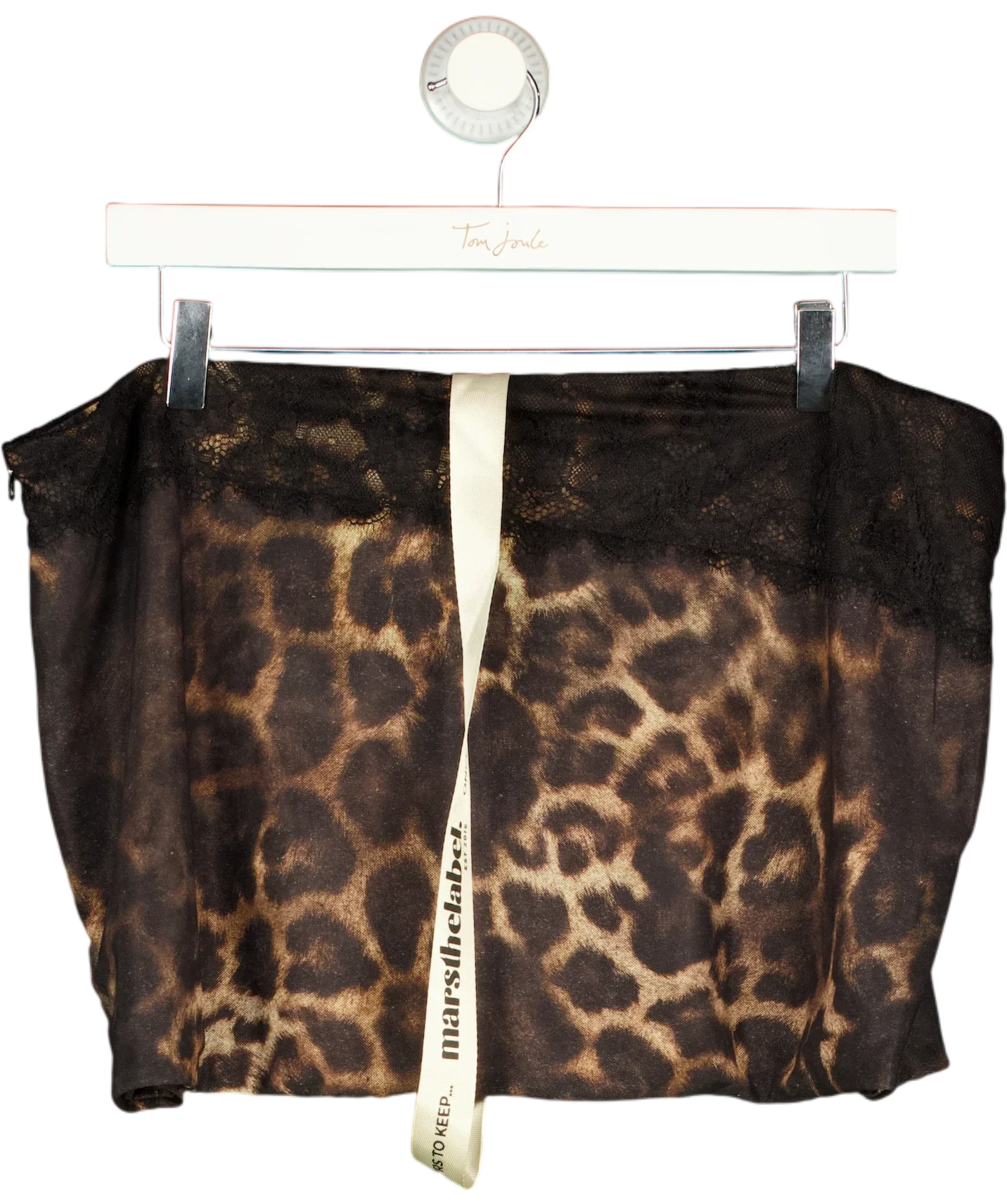 Mars the Label Black The Jayde Mini Skirt in Leopard Print, size UK 18 — back