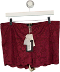 Mars the Label Red Harlow Lace Mini Shorts in Wine RED, size UK 18 — front