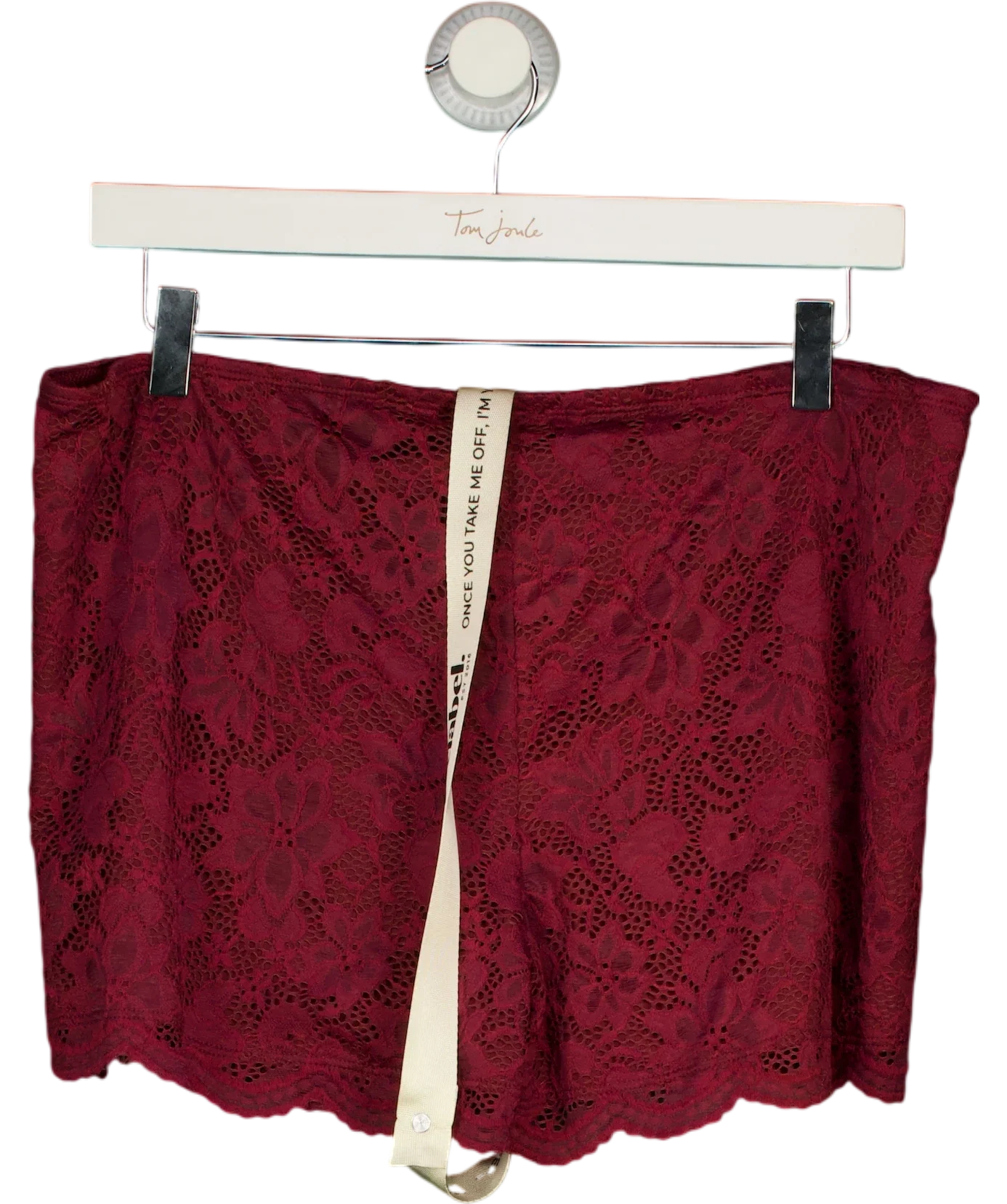 Mars the Label Red Harlow Lace Mini Shorts in Wine RED, size UK 18 — back