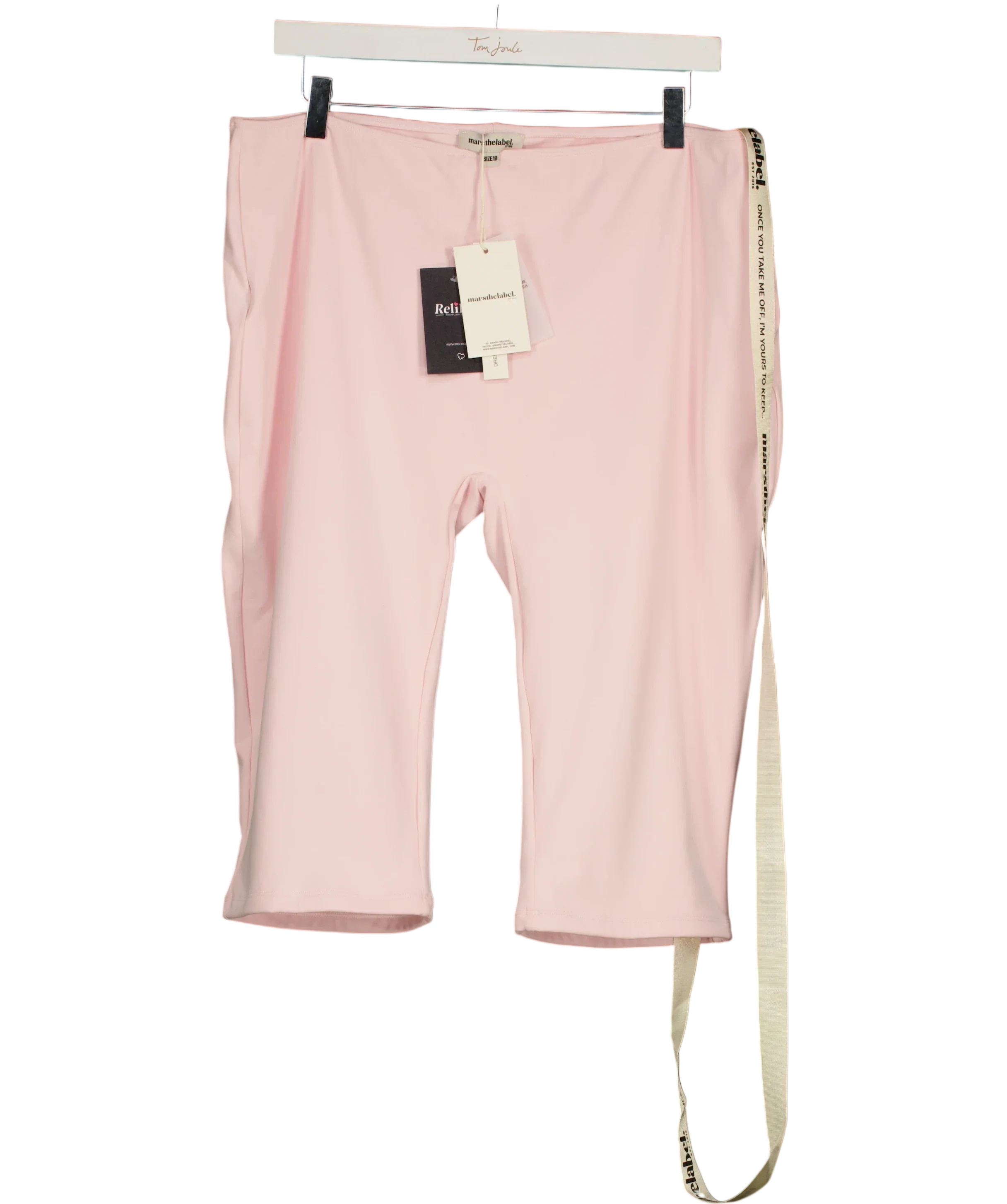 Mars the Label Pink The Maryam Capri Leggings in Baby Pink, size UK 18 — front