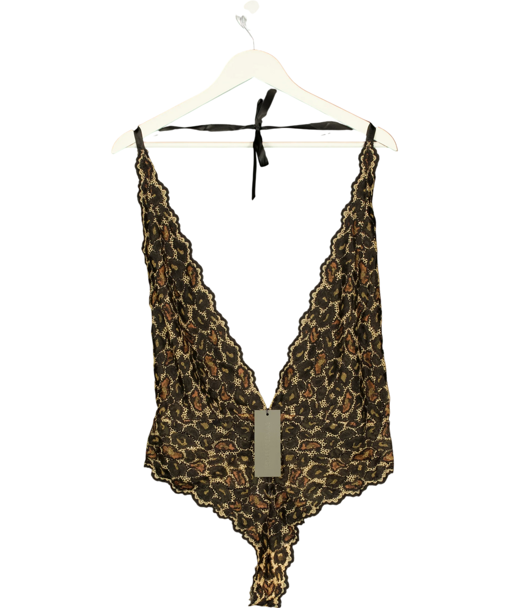 Savage X fenty Black On The Prowl Lace Teddy  LEOPARD, size UK 16 — front
