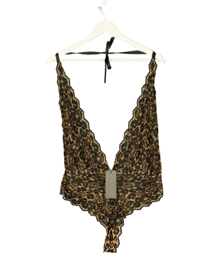Savage X fenty Black On The Prowl Lace Teddy  Leopard UK 16