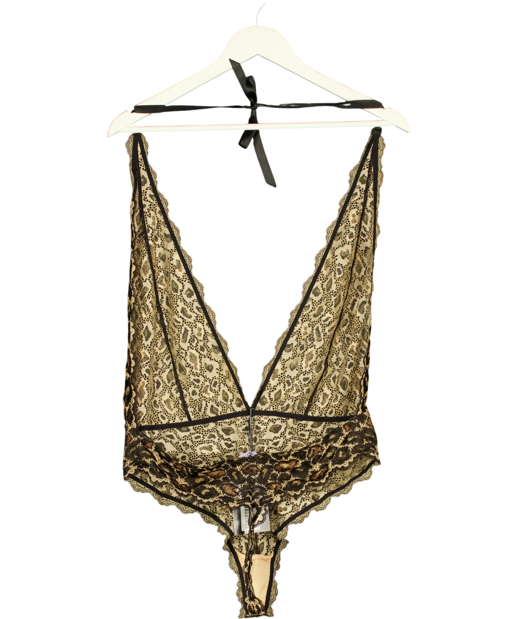 Savage X fenty Black On The Prowl Lace Teddy  LEOPARD, size UK 16 — back
