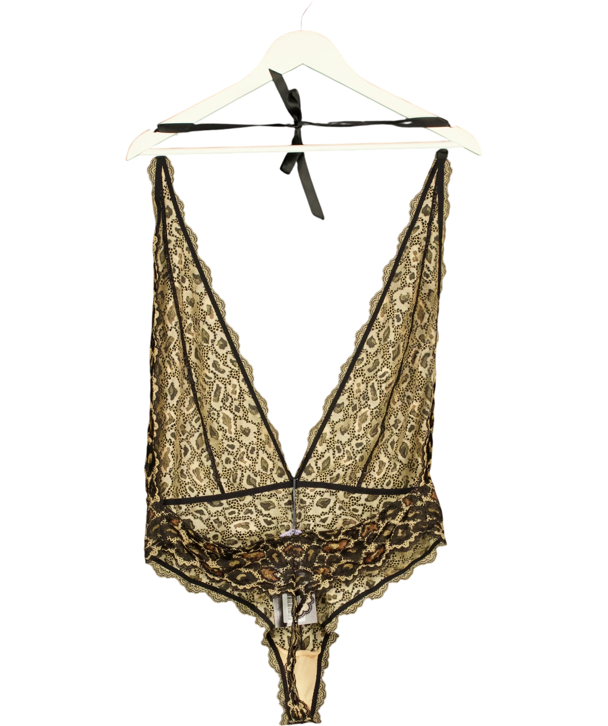 Savage X fenty Black On The Prowl Lace Teddy  LEOPARD, size UK 16 — back