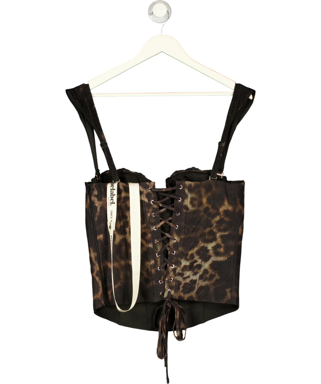 Mars the Label Black The Jayde Corset Top in Leopard Print, size UK 16 — back