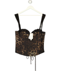 Mars the Label Black The Jayde Corset Top in Leopard Print, size UK 18 — front