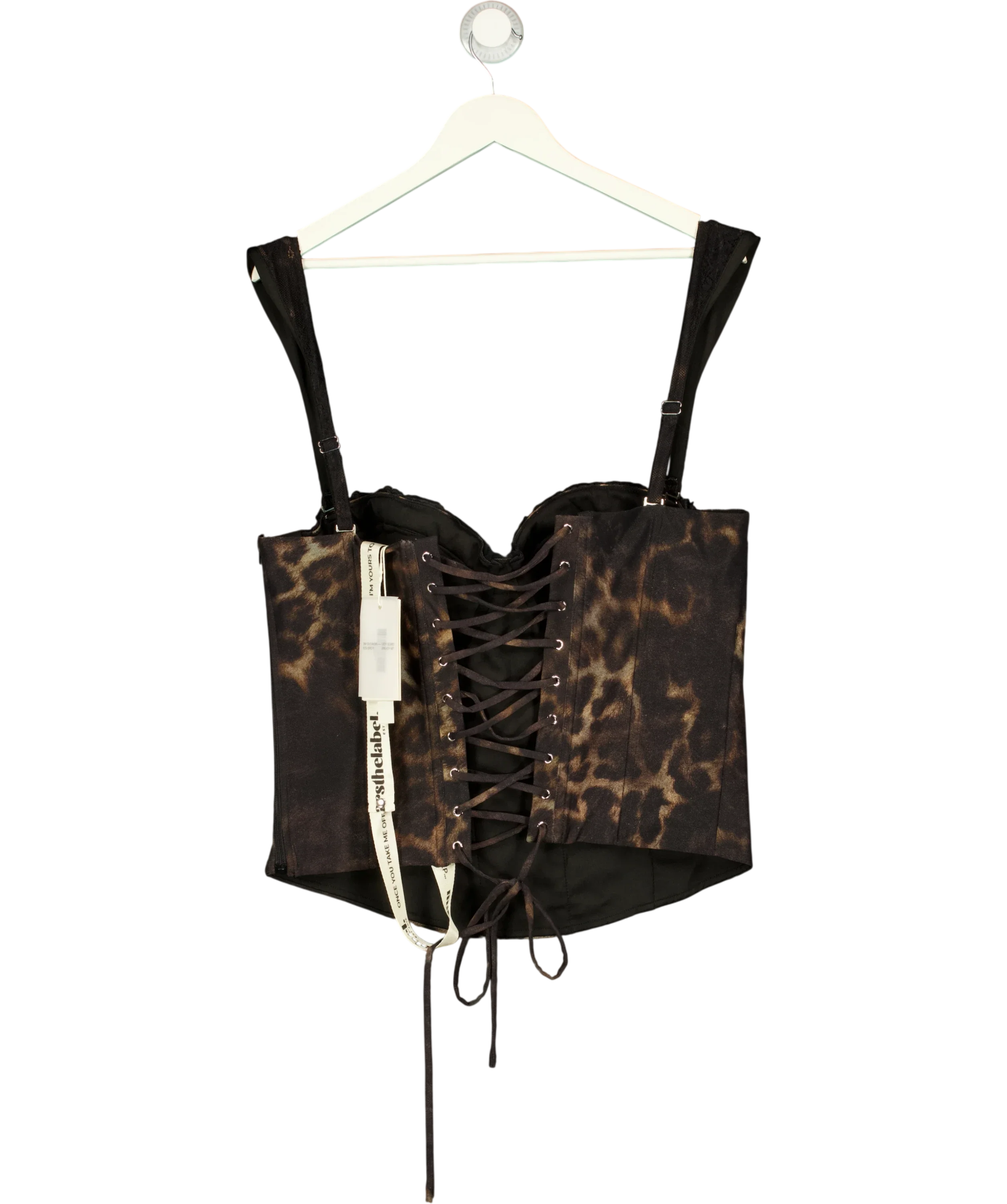 Mars the Label Black The Jayde Corset Top in Leopard Print, size UK 18 — back