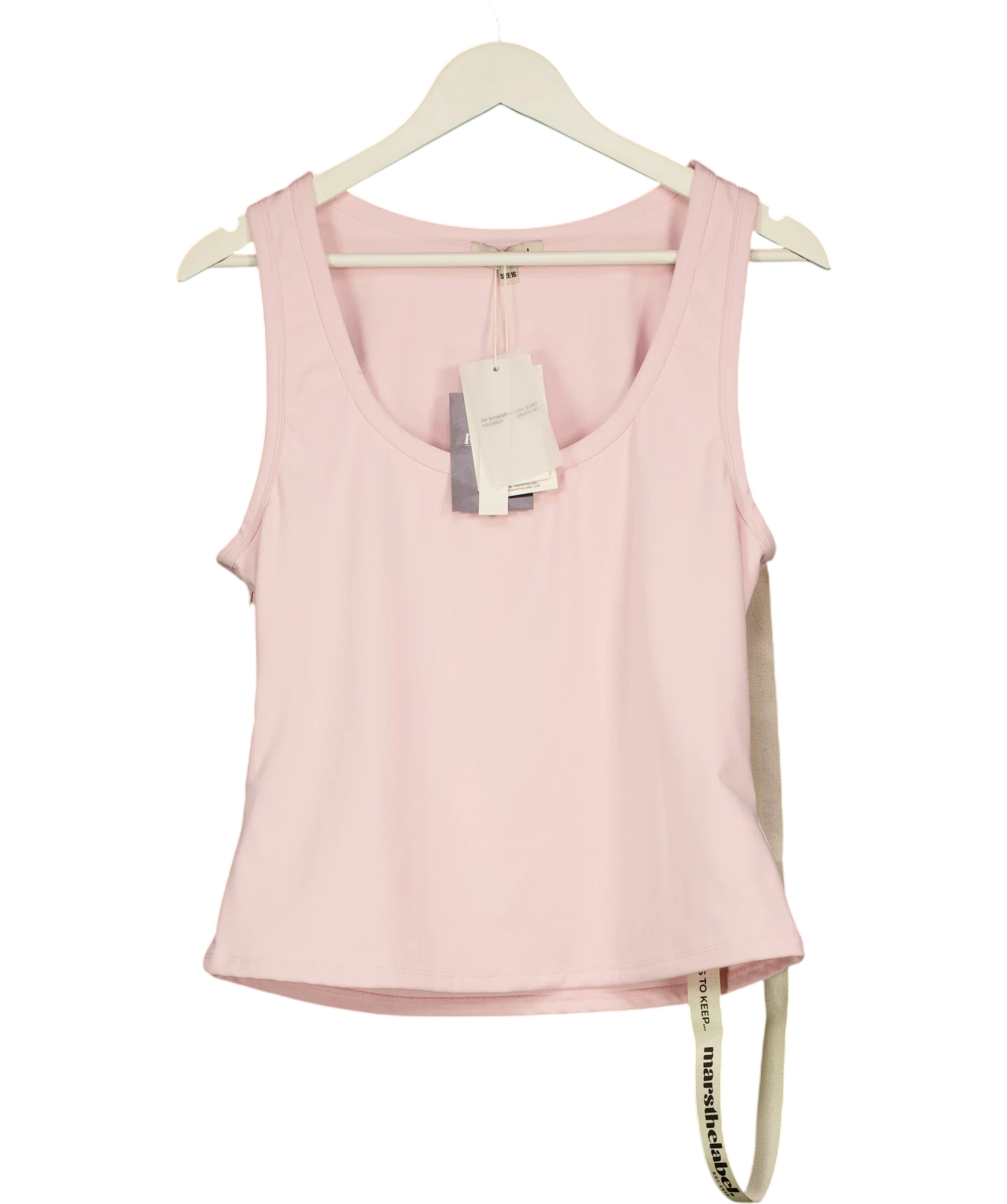 Mars the Label Pink The Sculpt Vest Top Baby Pink, size UK 16 — front