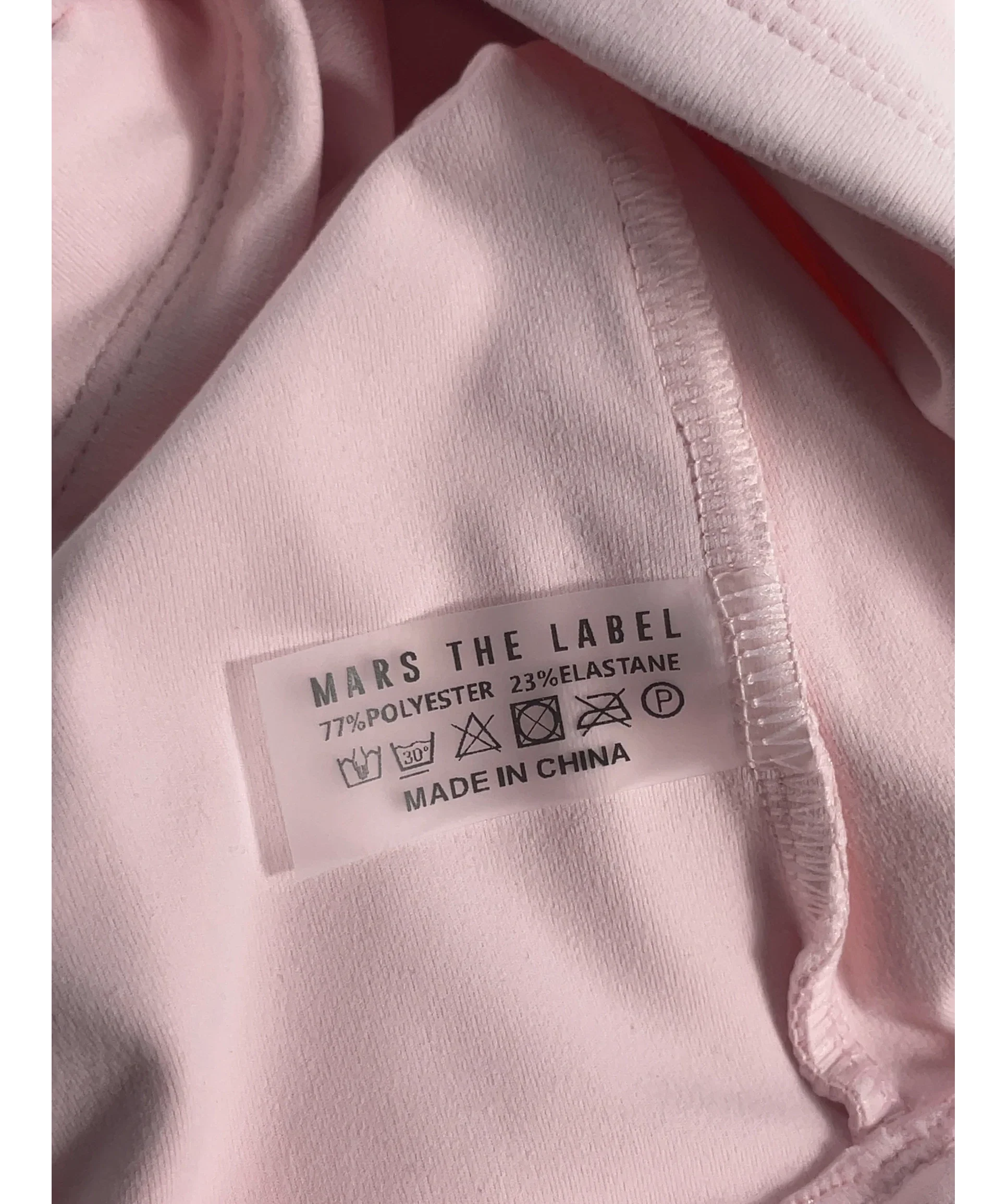 Mars the Label Pink The Sculpt Vest Top Baby Pink, size UK 18 — fabric detail