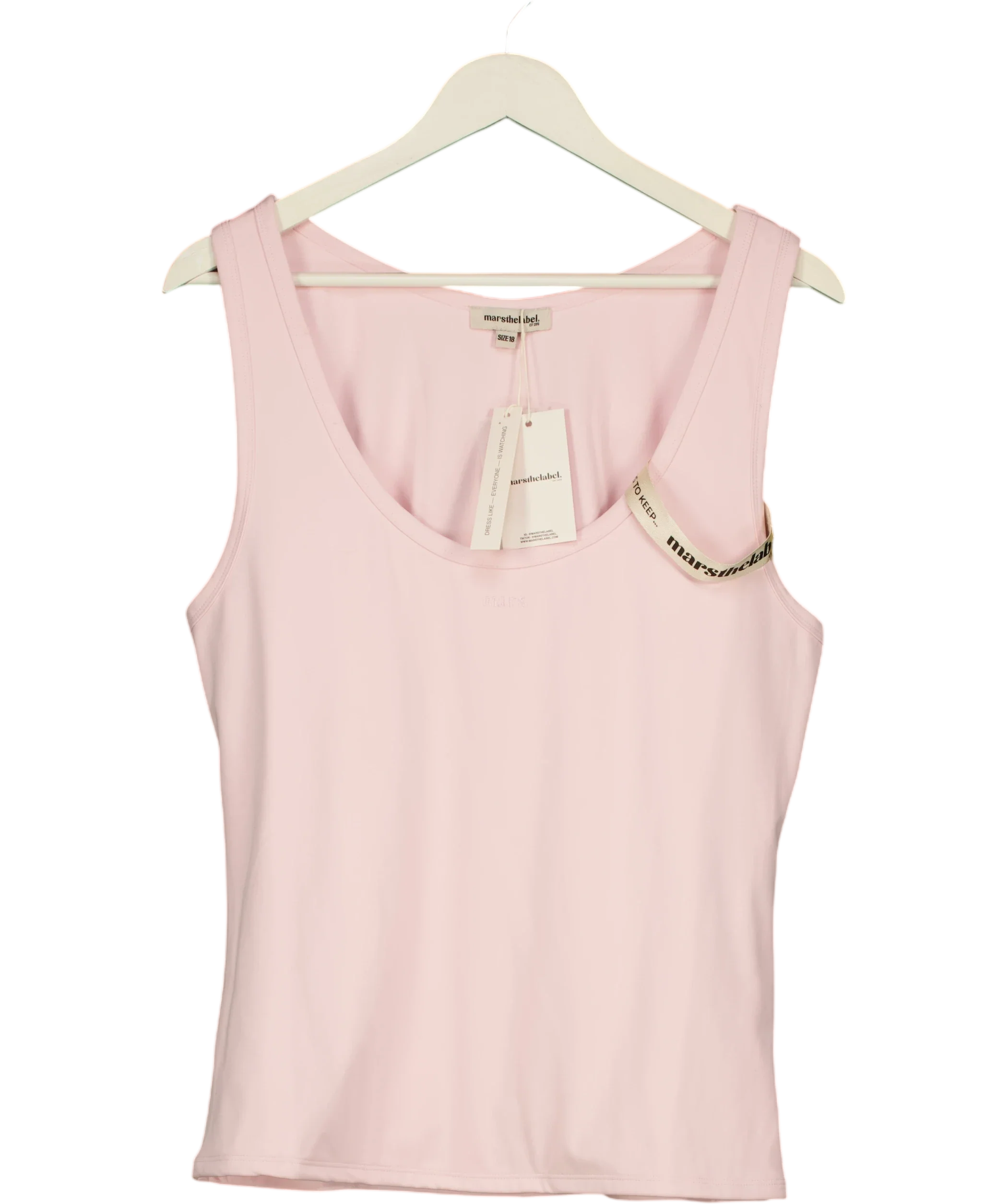 Mars the Label Pink The Sculpt Vest Top Baby Pink, size UK 18 — front