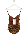 OH POLLY Brown Leopard Print Lace Trim Cowl Neck Camisole Top, size UK XL — front