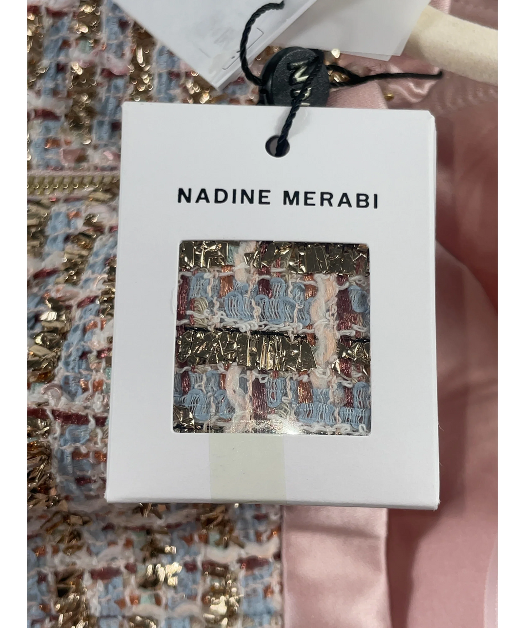 Nadine Merabi Pink Maya Pink Bouclé-Tweed Corset Top XXL, size UK 18 — detail