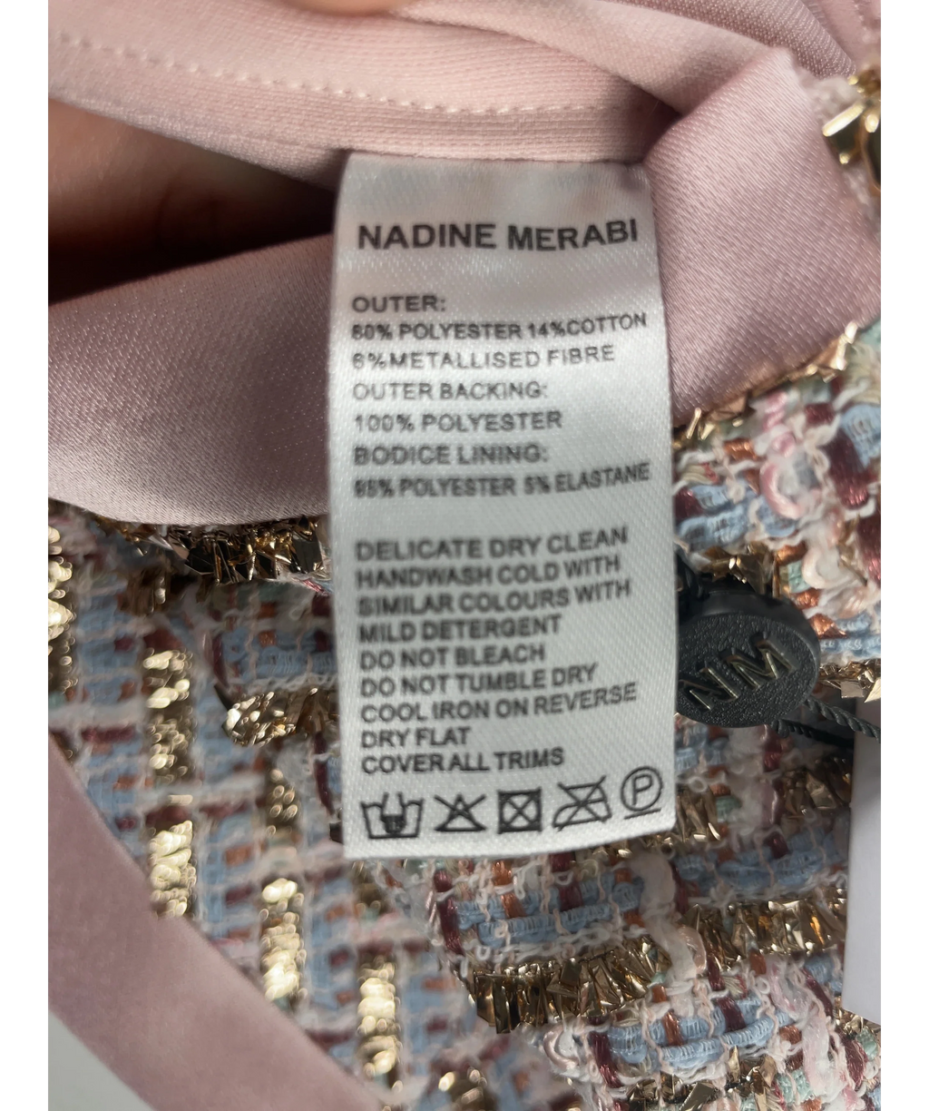 Nadine Merabi Pink Maya Pink Bouclé-Tweed Corset Top XXL, size UK 18 — label