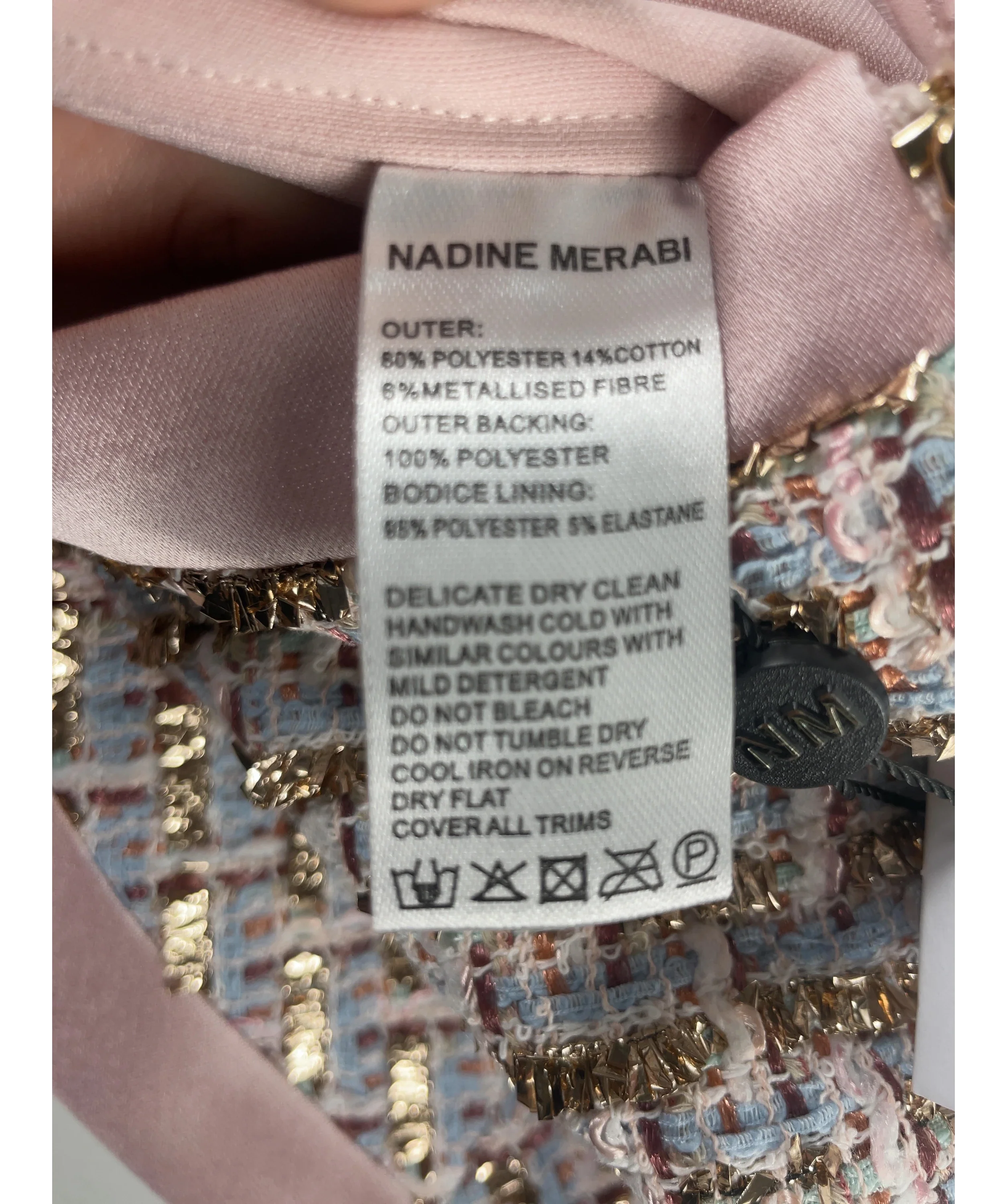 Nadine Merabi Pink Maya Pink Bouclé-Tweed Corset Top XXL, size UK 18 — label