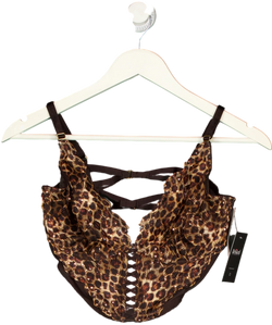 VICTORIA'S SECRET Orange Very Sexy Leopard Brown Sequin Embroidery Corset, size UK L — front
