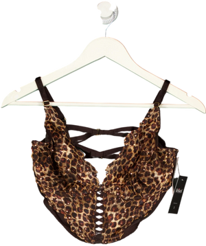 VICTORIA'S SECRET Orange Very Sexy Leopard Brown Sequin Embroidery Corset UK L