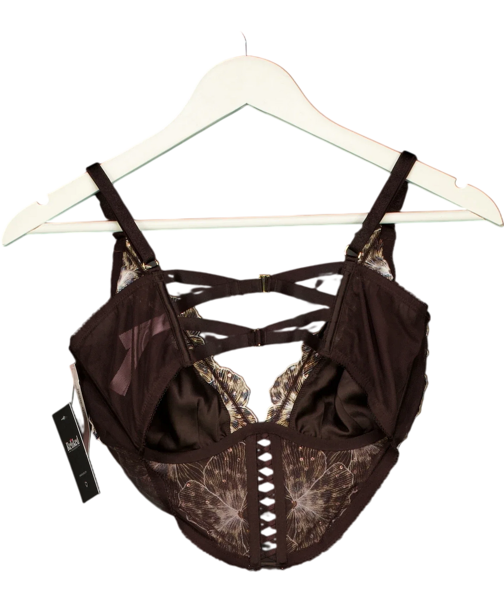 VICTORIA'S SECRET Orange Very Sexy Leopard Brown Sequin Embroidery Corset, size UK L — back