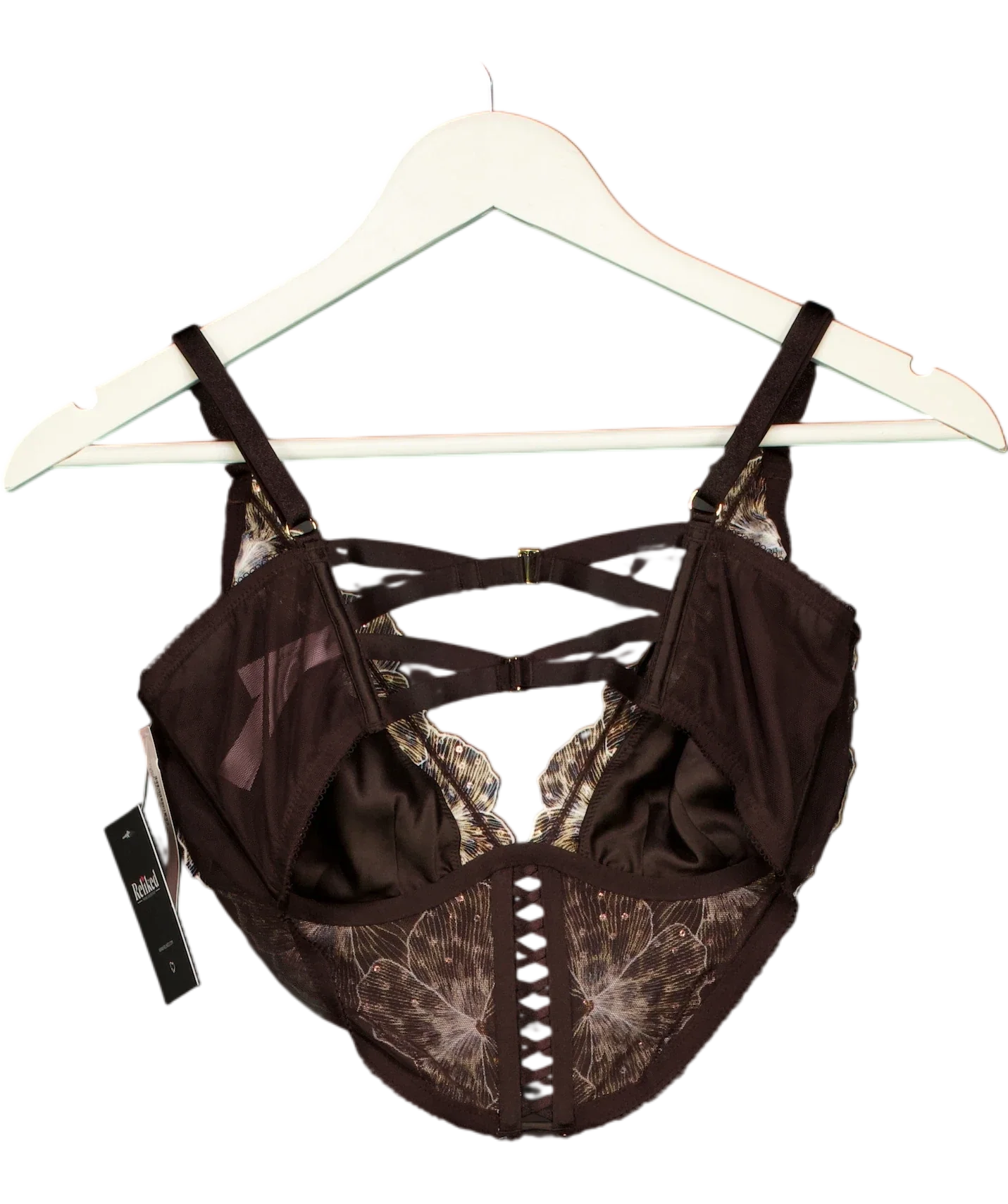 VICTORIA'S SECRET Orange Very Sexy Leopard Brown Sequin Embroidery Corset, size UK L — back