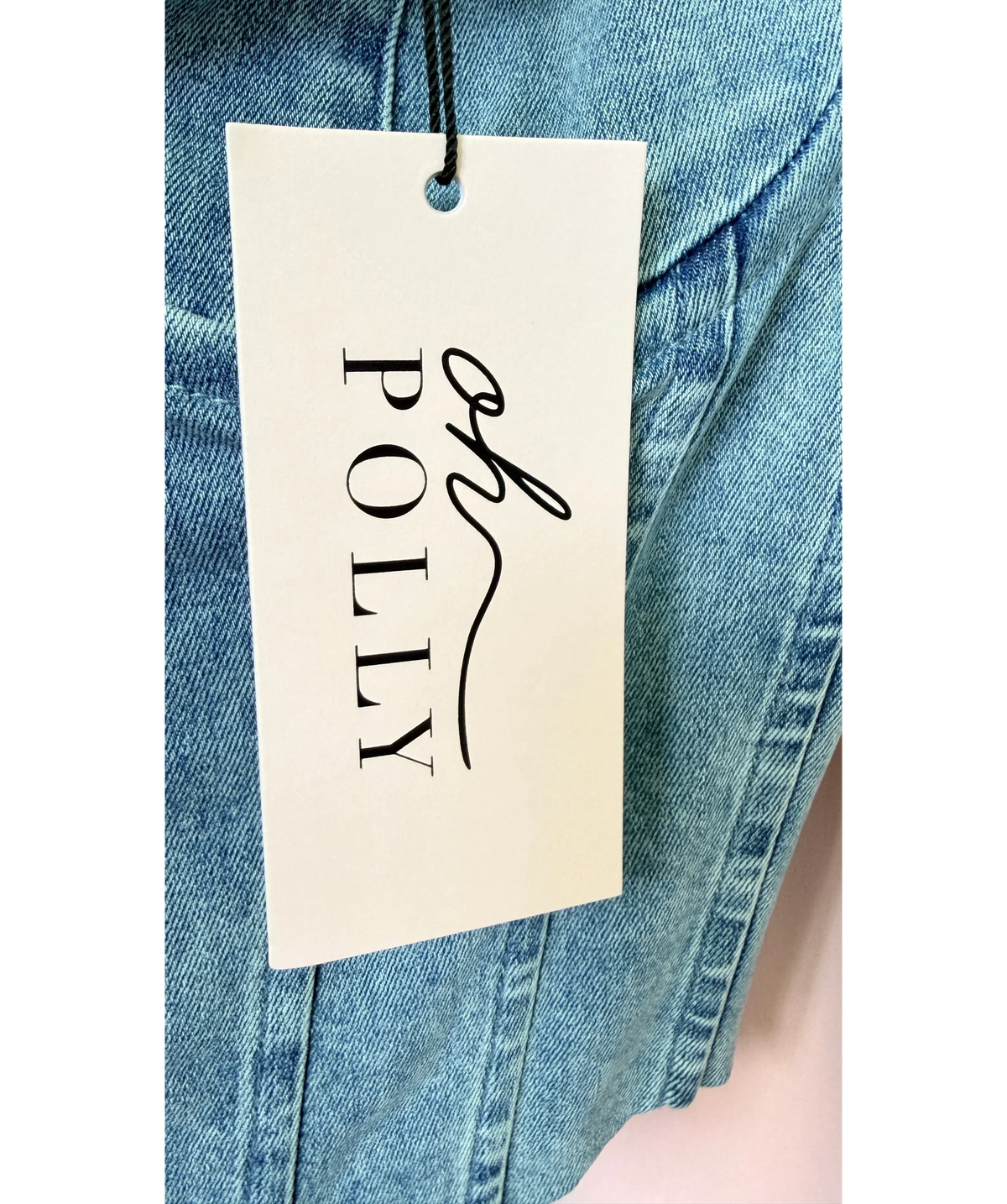 OH POLLY Blue Tamrynn Denim Corset Top Midwash Blue, size UK 16 — detail