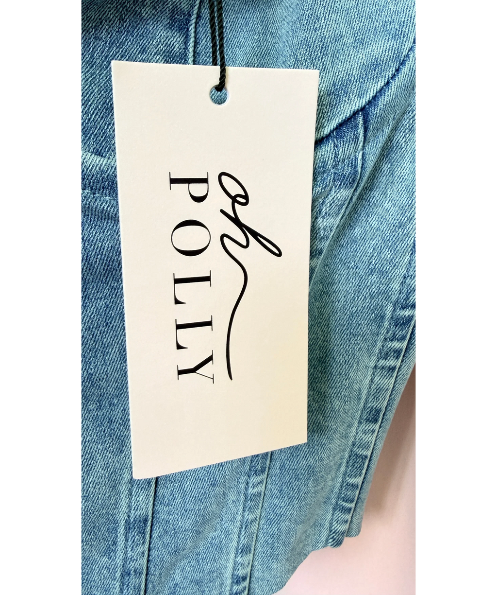 OH POLLY Blue Tamrynn Denim Corset Top Midwash Blue, size UK 16 — detail