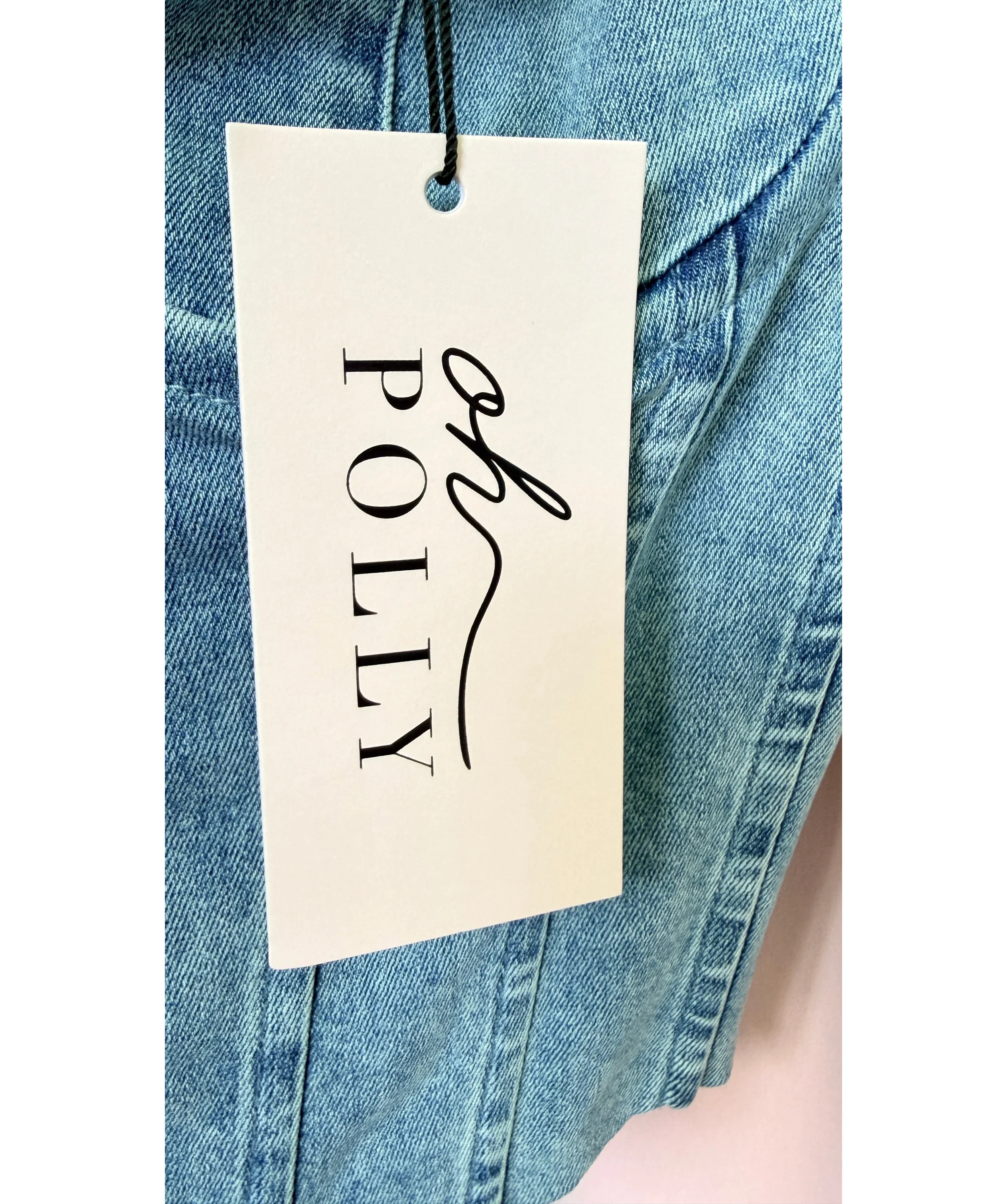 OH POLLY Blue Tamrynn Denim Corset Top Midwash Blue, size UK 16 — detail