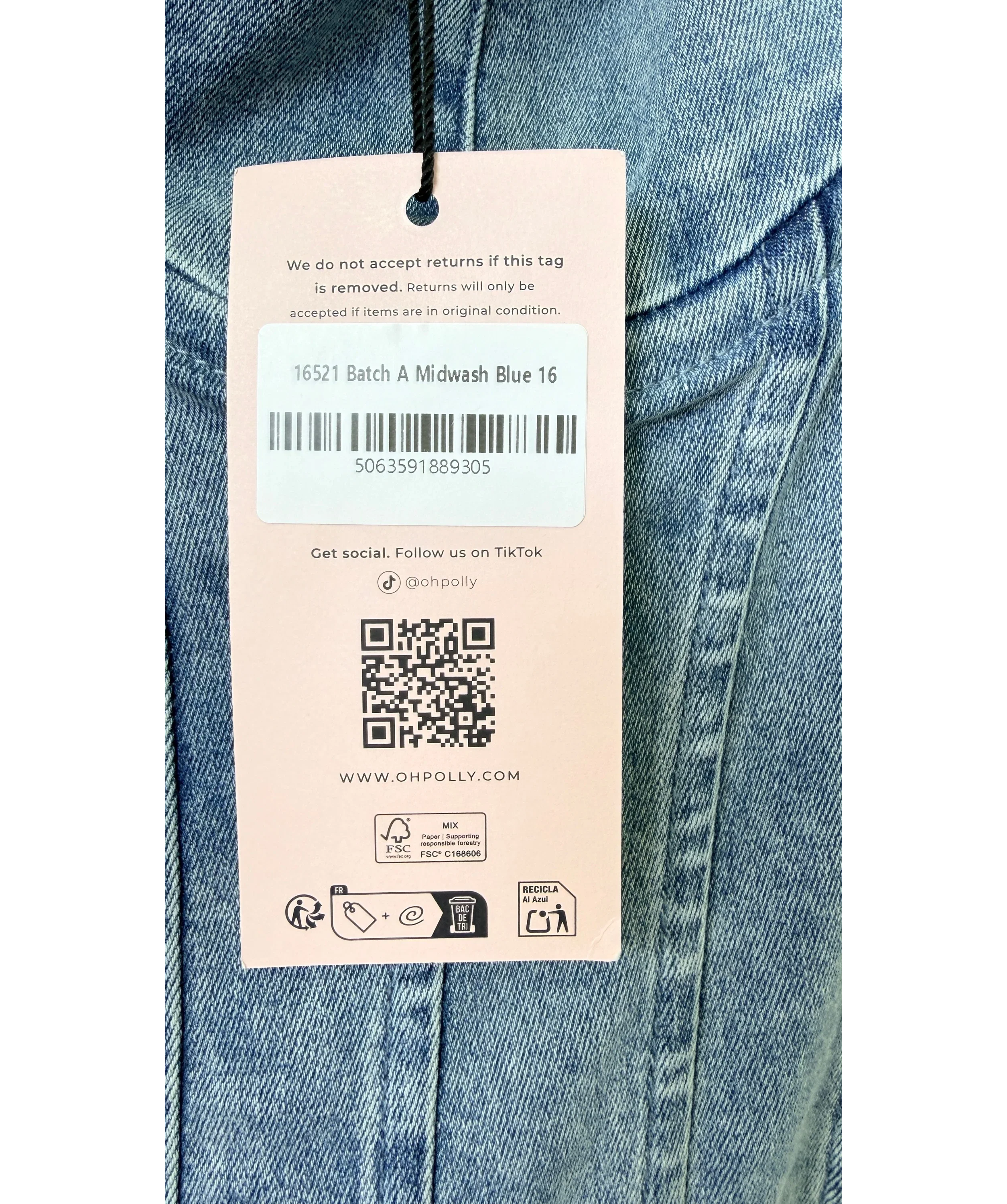 OH POLLY Blue Tamrynn Denim Corset Top Midwash Blue, size UK 16 — label