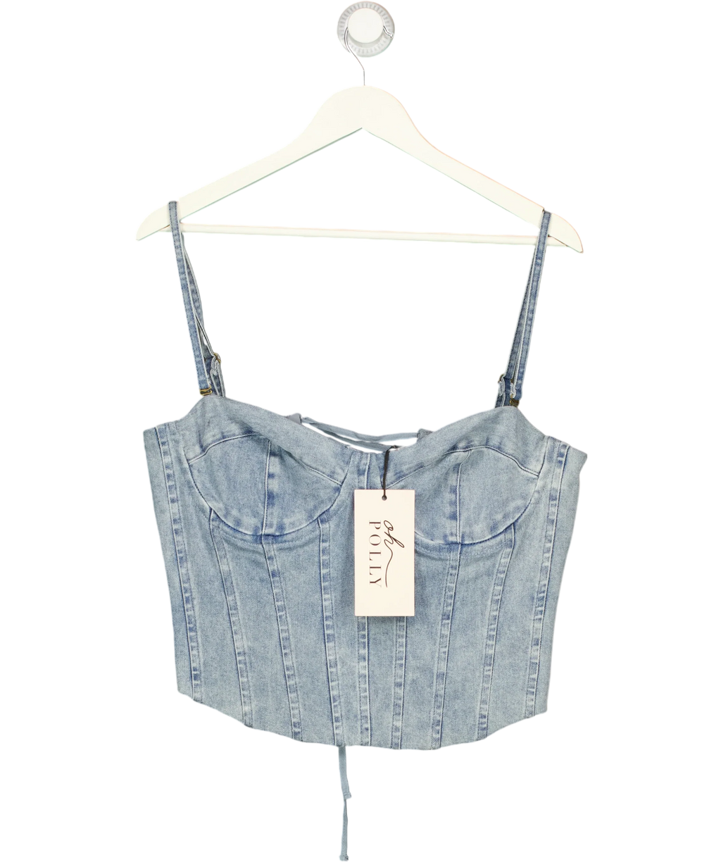OH POLLY Blue Tamrynn Denim Corset Top Midwash Blue, size UK 16 — front