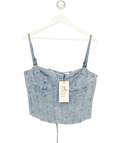 OH POLLY Blue Tamrynn Denim Corset Top Midwash Blue, size UK 16 — front