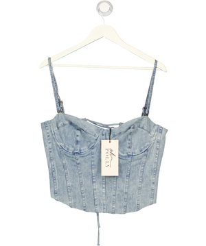 OH POLLY Tamrynn Denim Corset Top Midwash Blue UK 16