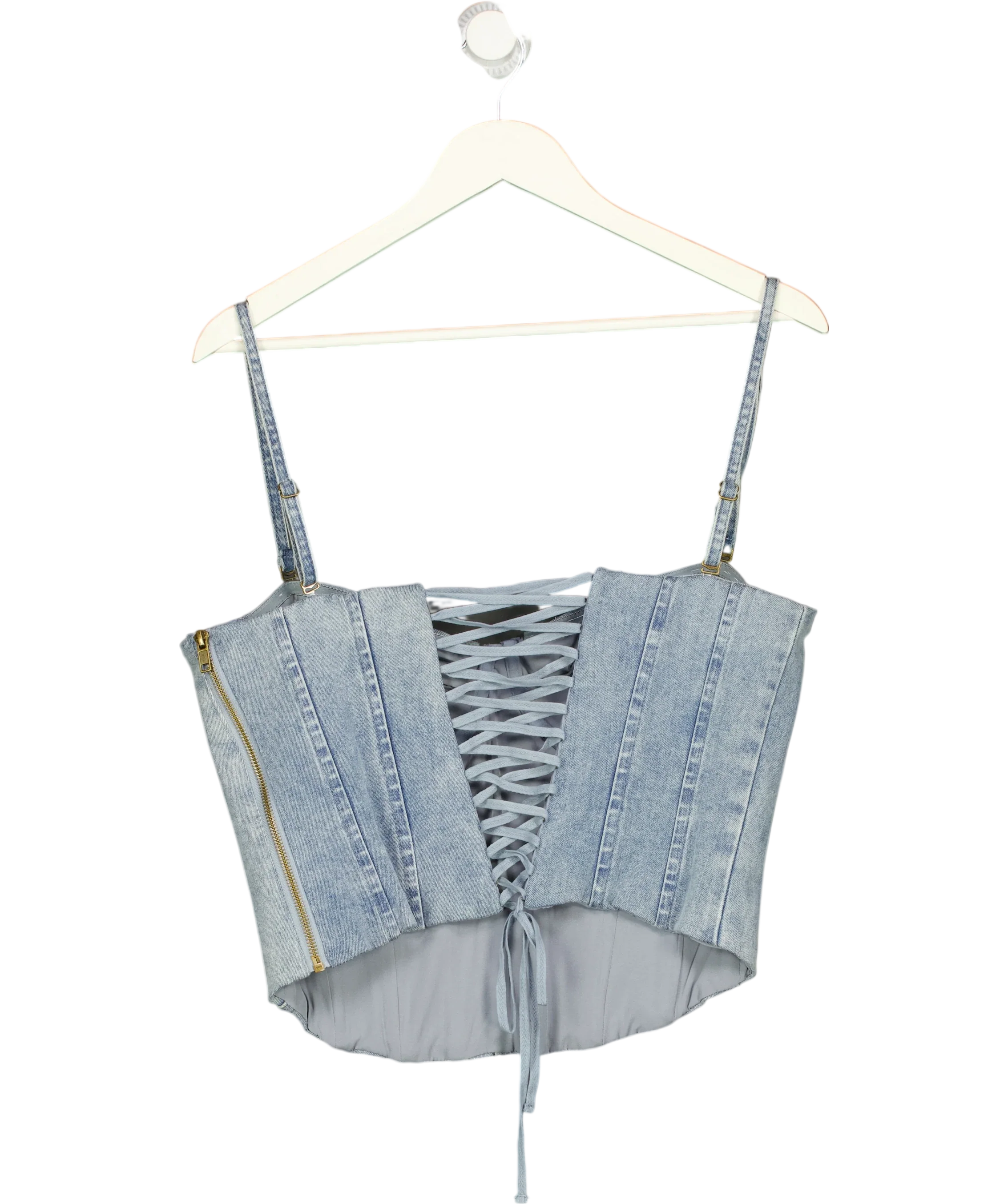 OH POLLY Blue Tamrynn Denim Corset Top Midwash Blue, size UK 16 — back