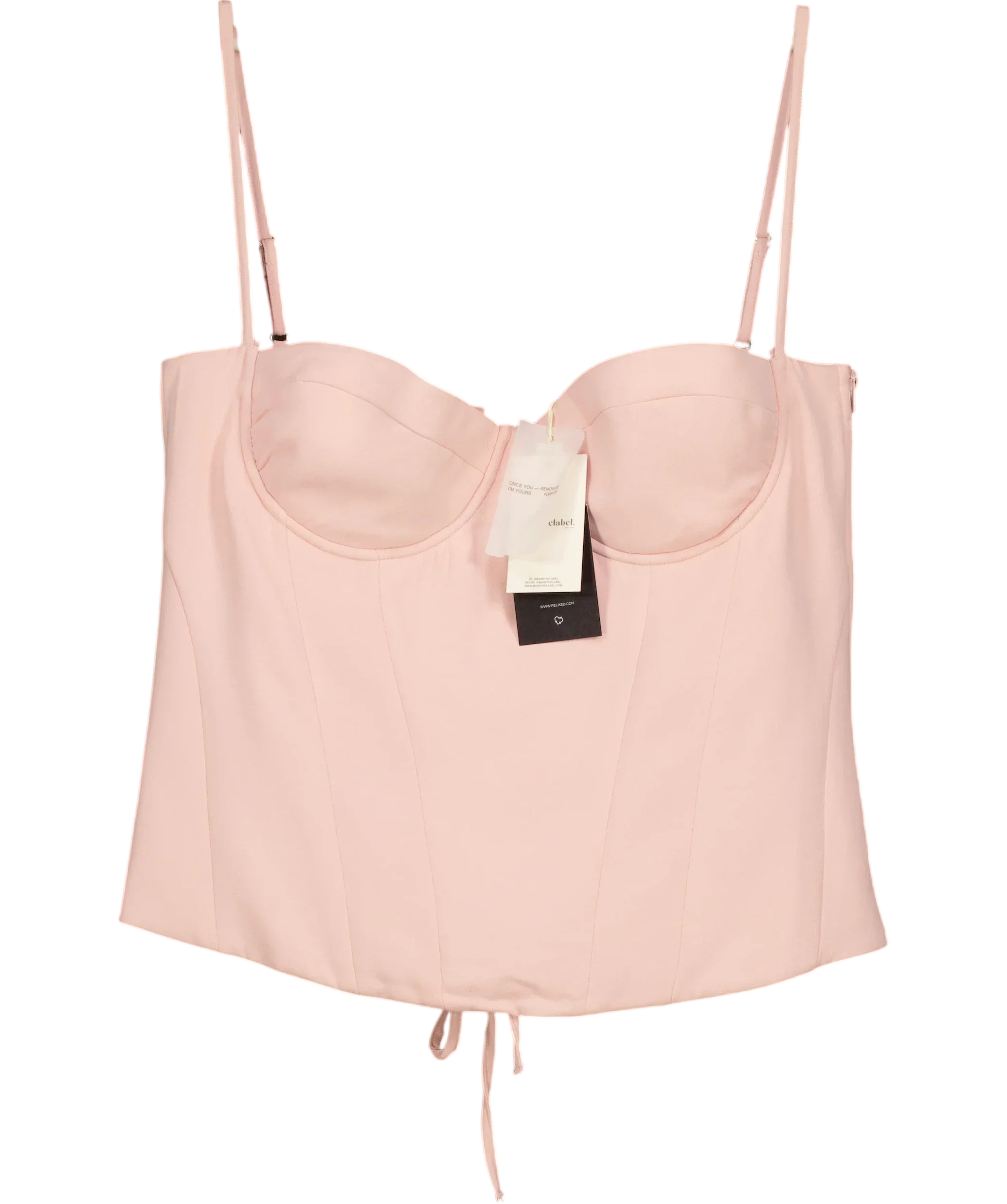 Mars the Label Pink l The Everly Lace Up Corset Top Baby Pink, size UK 20 — front