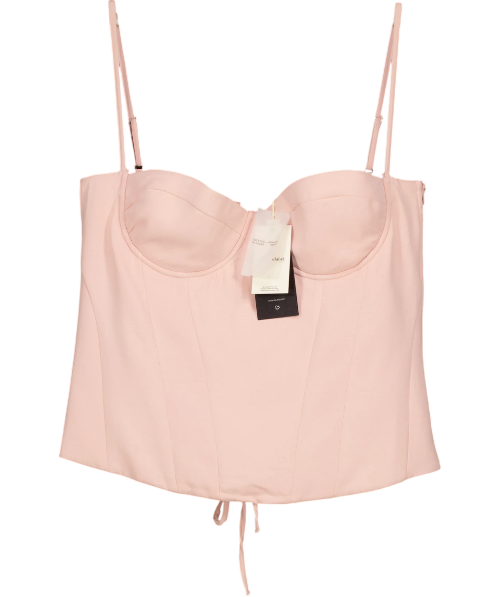 Mars the Label Pink l The Everly Lace Up Corset Top Baby Pink, size UK 20 — front