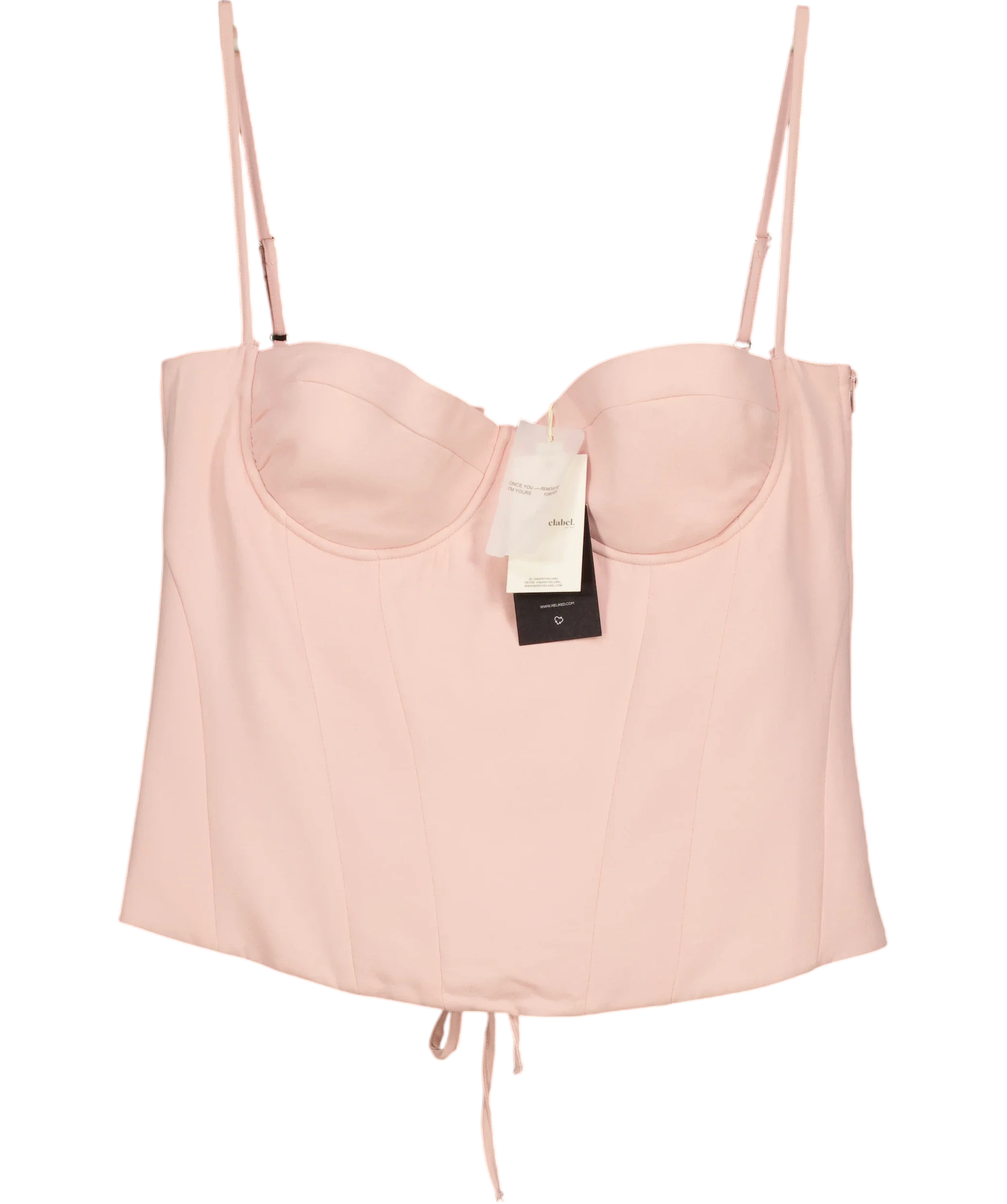Mars the Label Pink l The Everly Lace Up Corset Top Baby Pink, size UK 20 — front