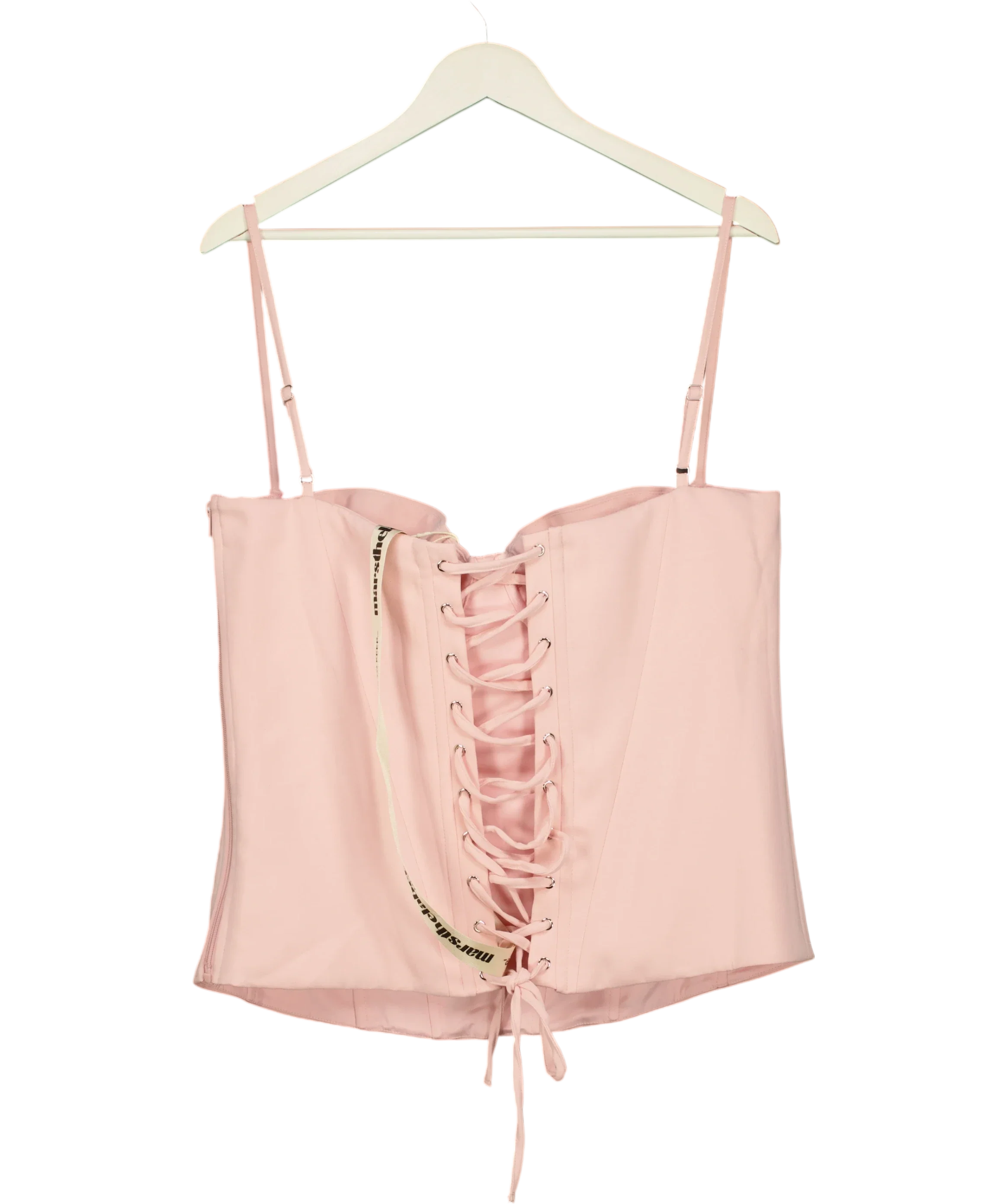Mars the Label Pink l The Everly Lace Up Corset Top Baby Pink, size UK 20 — back