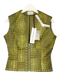 A VINTAGE FIT Green Faux Croc Leather  Zip Up Vest Cypress Green  XL, size UK 14 — front