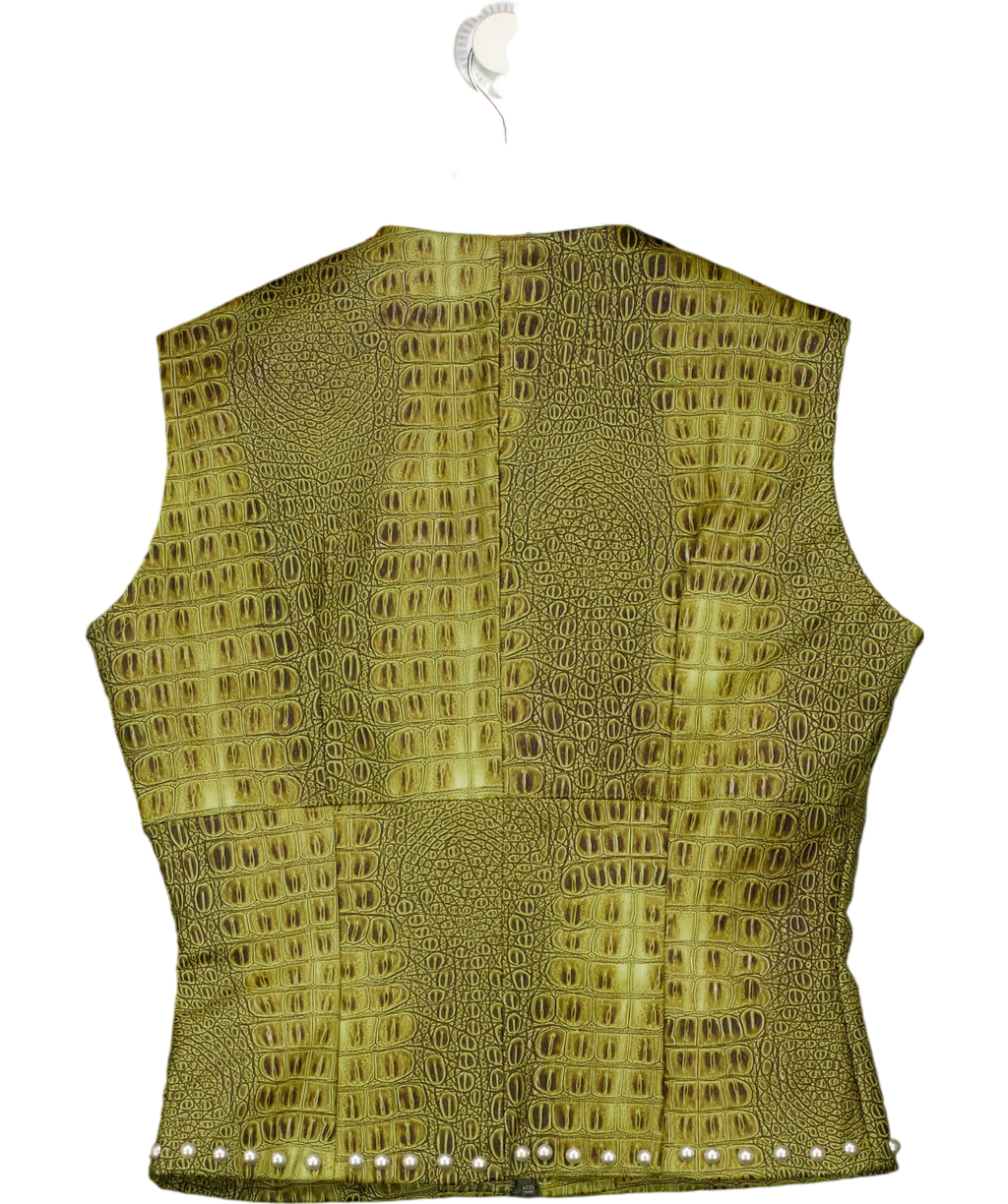 A VINTAGE FIT Green Faux Croc Leather  Zip Up Vest Cypress Green  XL, size UK 14 — back