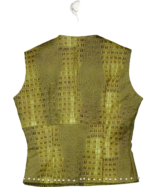A VINTAGE FIT Green Faux Croc Leather  Zip Up Vest Cypress Green  XL, size UK 14 — back