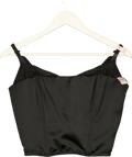 Victoria's Secret Black Black Satin Lace Trim Corset Top, size UK L — front
