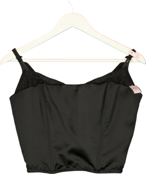 Victoria's Secret Black Satin Lace Trim Corset Top UK L