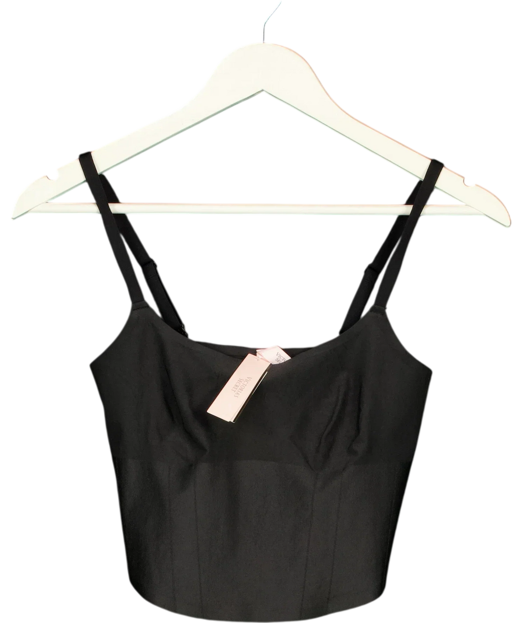 Victoria's Secret Black Black Smoothing Shimmer Corset Top, size UK L — front