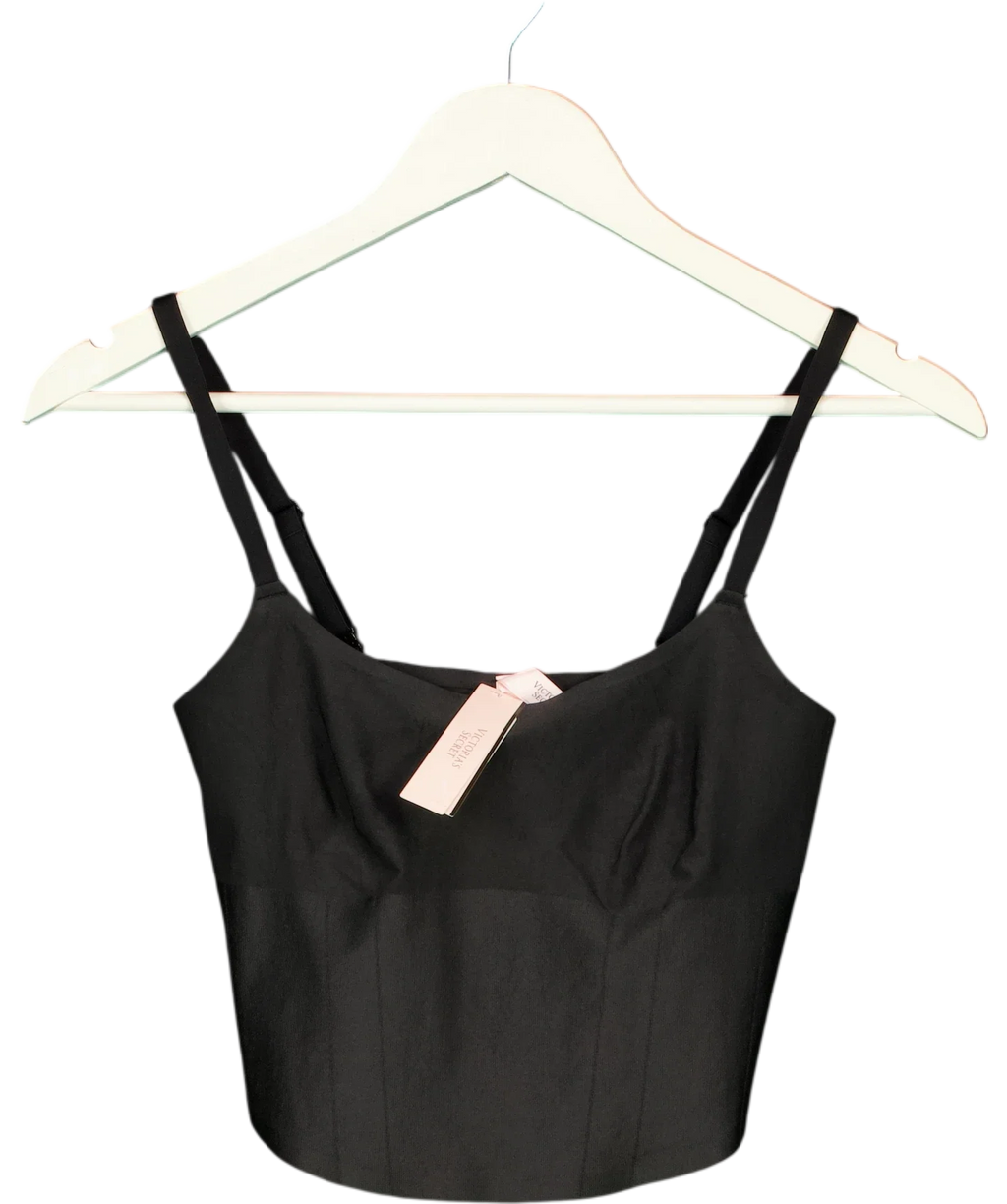 Victoria's Secret Black Black Smoothing Shimmer Corset Top, size UK L — front