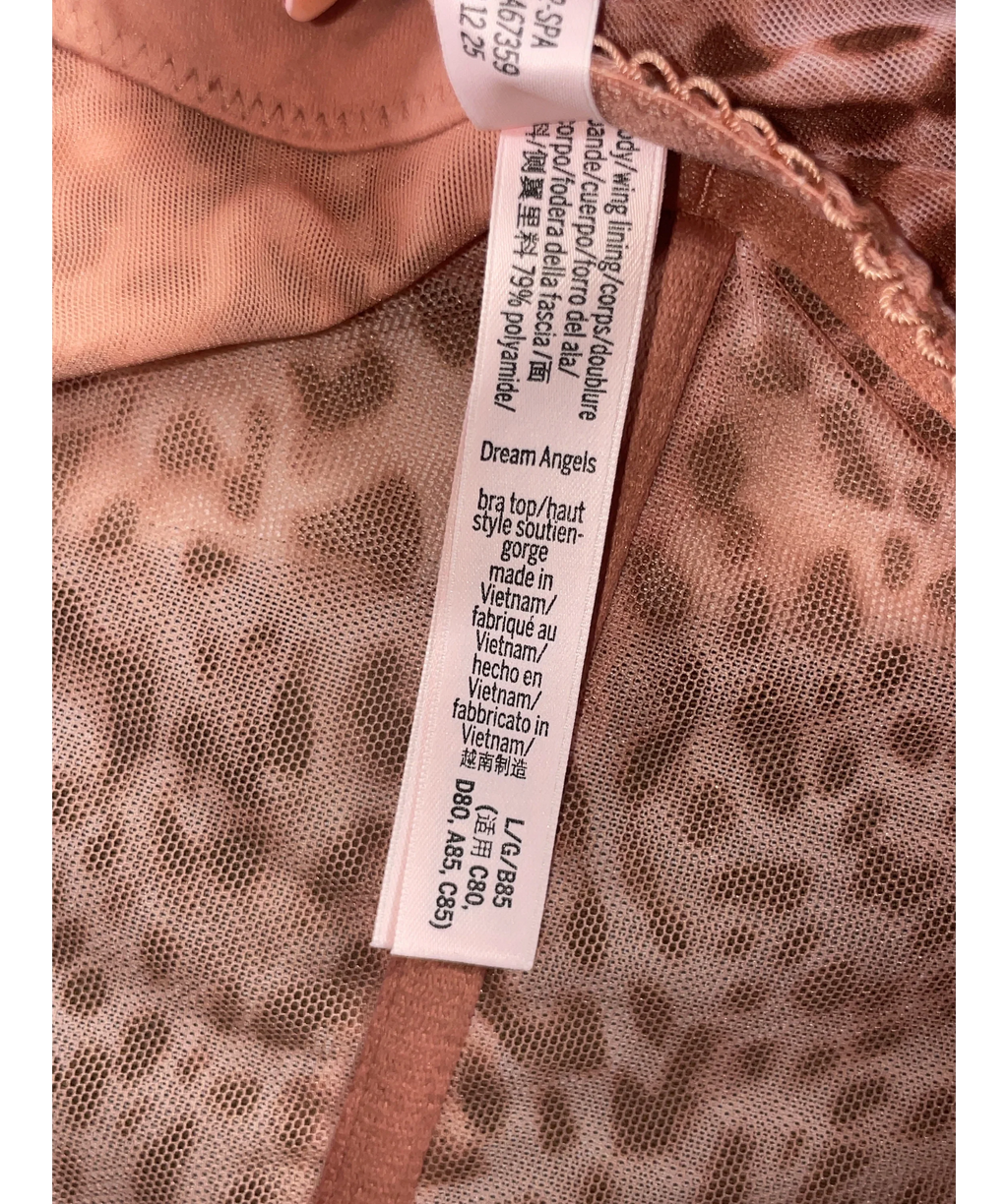 Victoria's Secret Pink Dream Angels Angel Pink Leopard Mesh Corset Top, size UK L — label