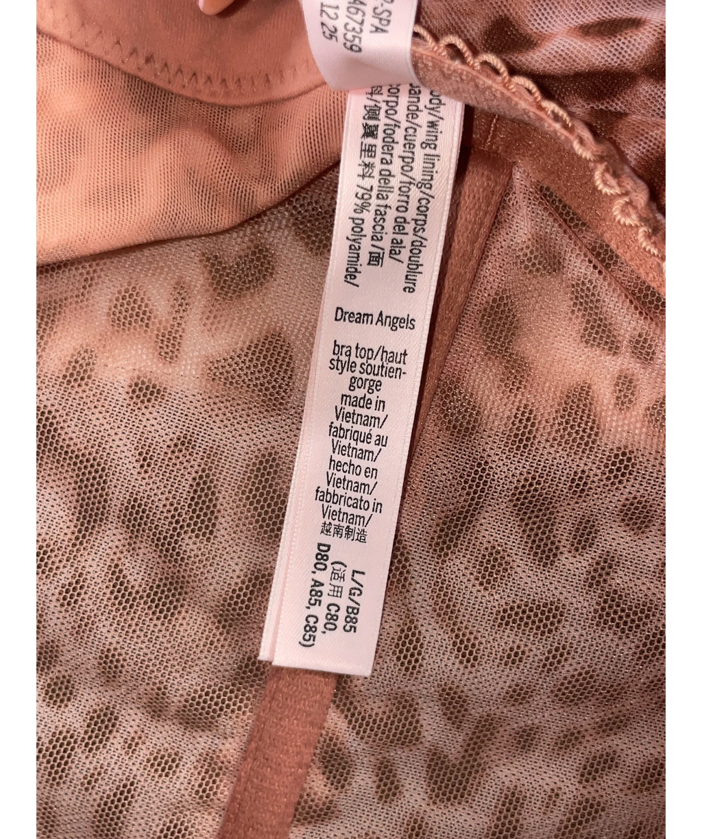 Victoria's Secret Pink Dream Angels Angel Pink Leopard Mesh Corset Top, size UK L — label