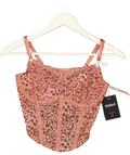Victoria's Secret Pink Dream Angels Angel Pink Leopard Mesh Corset Top, size UK L — front