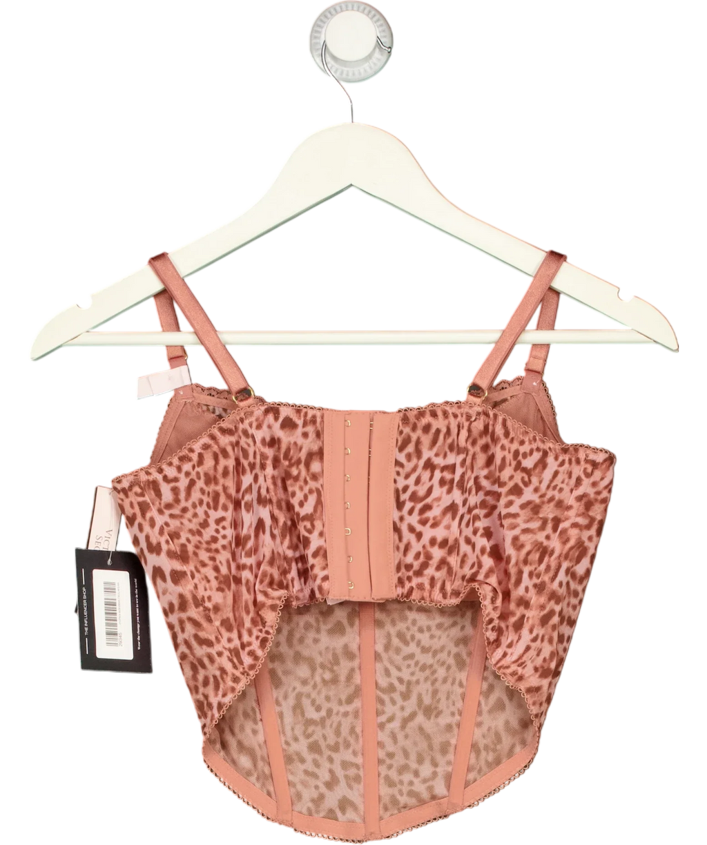 Victoria's Secret Pink Dream Angels Angel Pink Leopard Mesh Corset Top, size UK L — back