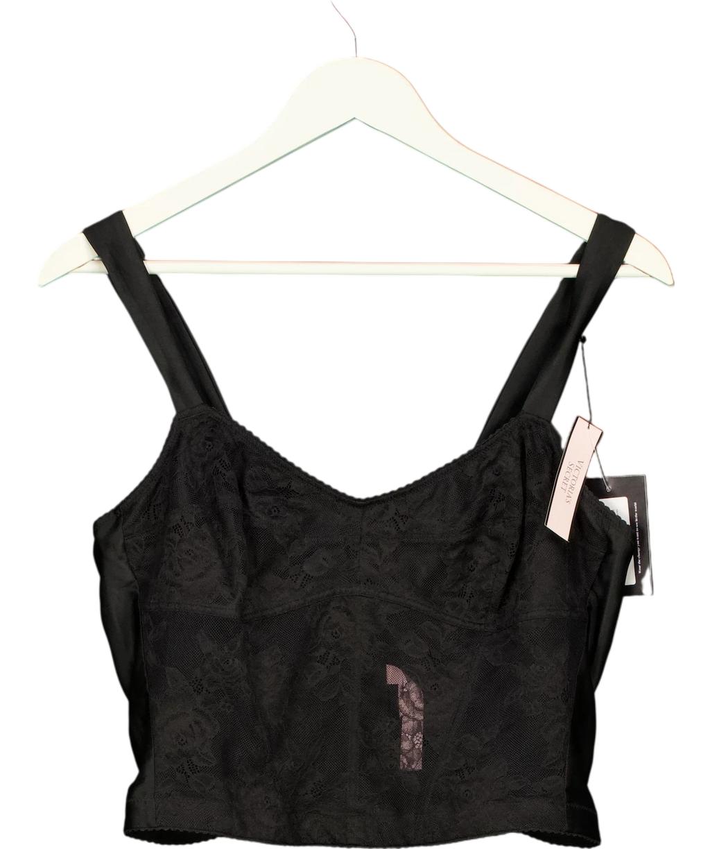 Victoria's Secret Black Black Lace Corset Bra Top, size UK L — front