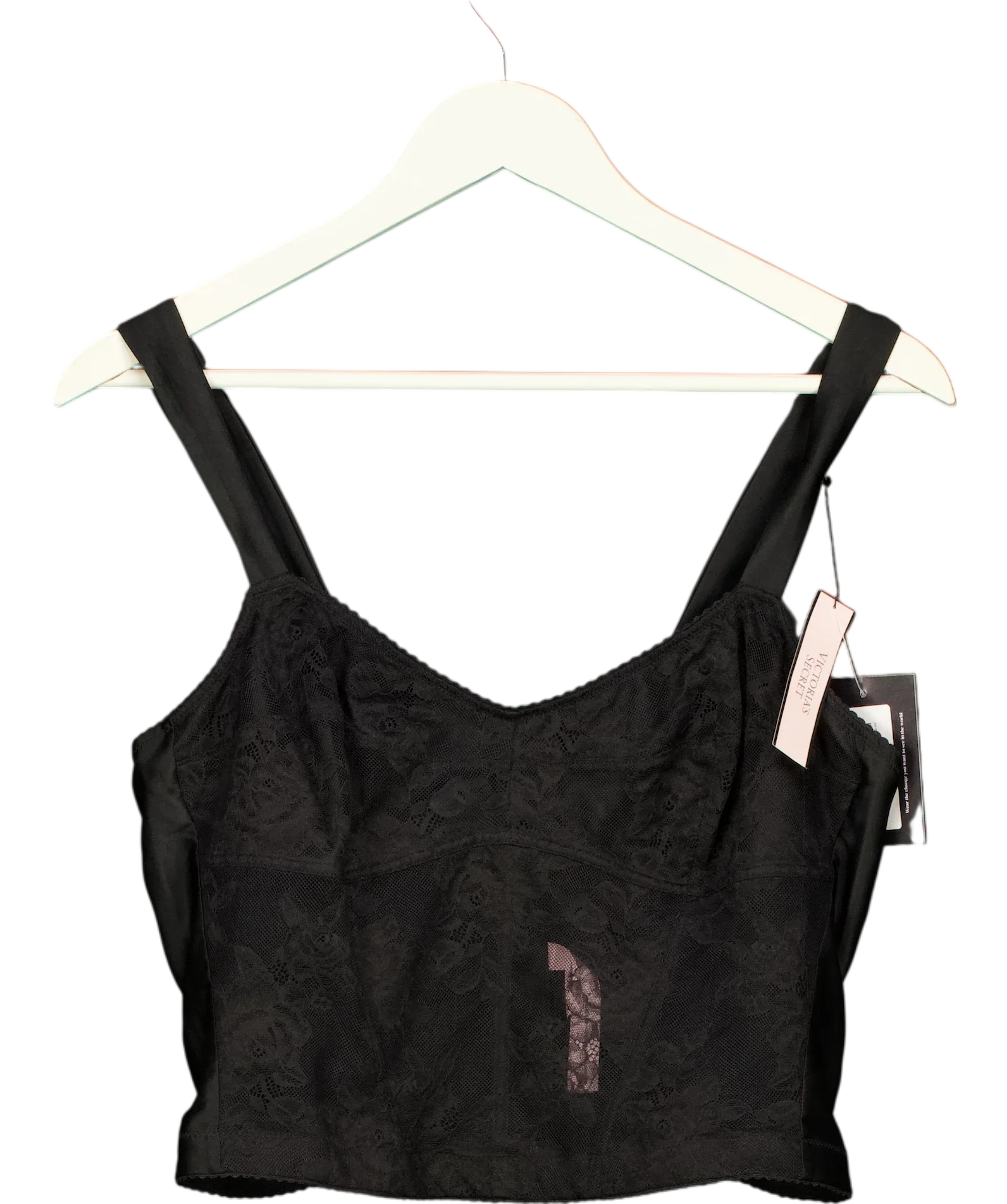 Victoria's Secret Black Black Lace Corset Bra Top, size UK L — front