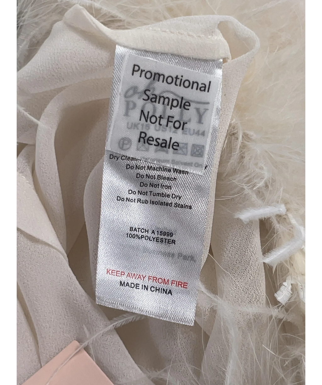 OH POLLY White Elisia Feather Trim Sheer Top Ivory  CREAM, size UK 16 — label