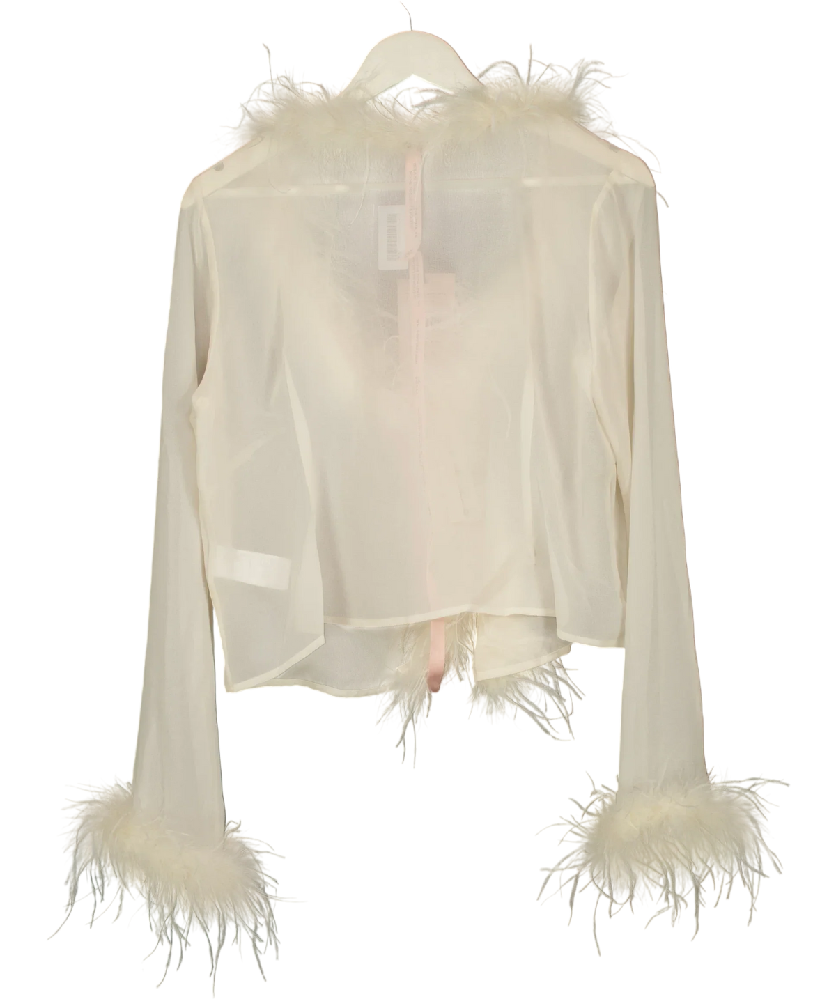 OH POLLY White Elisia Feather Trim Sheer Top Ivory  CREAM, size UK 16 — back