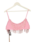 OH POLLY Pink Aerin Fringed Sequin Bralette Candyfloss Pink, size UK 18 — front